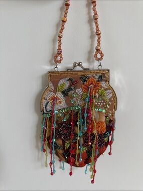 EVENING BAG Mini Beaded Ornate Embellished Floral Statement Boho Chic Maximalist
